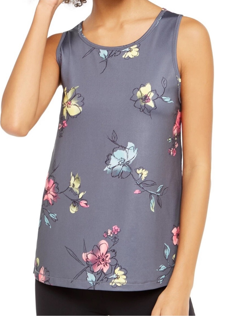 Ideology Sleeveless Tank Top - XL Gray with Pink Teal and Yellow Accents